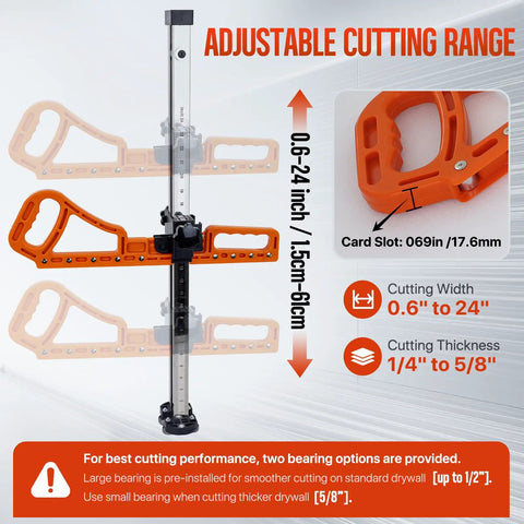 Pro Grade Drywall Cutter With Dual Bearing System Foldable Frame For Five Eighths To Twenty Four Inch Sheets Adjustable Sheetrock Tool, 0.6-24 in