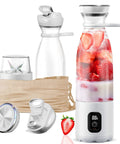 Portable Personal Blender For Shakes And Smoothies On The Go, 300W Motor, 20Oz Cup, USB Rechargeable With 6000mAh, White, with accessories