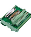 DB25 D Sub Male And Female Header Breakout Board With Screw Terminal Block For DIN Rail Mount PLC Interface Module Connector Green Carrier High Quality PCB Carrier For DIN Rail Systems And Industrial PLCs
