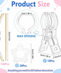 Super Cool Balloon Arch Clips Kit With Transparent Strip And Ring Clips For Epic Party Garland Decor That Looks Clean And Saves You Big Bucks On Fiestas., product size chart showing 30cm strip, 5cm ring clips, and 9cm clear clips