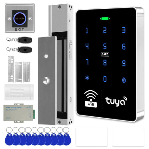 WiFi Tuya Smart Access System Kit With Waterproof RFID Touch Keypad Door Lock, Remote Door Opener, Smartphone App Control