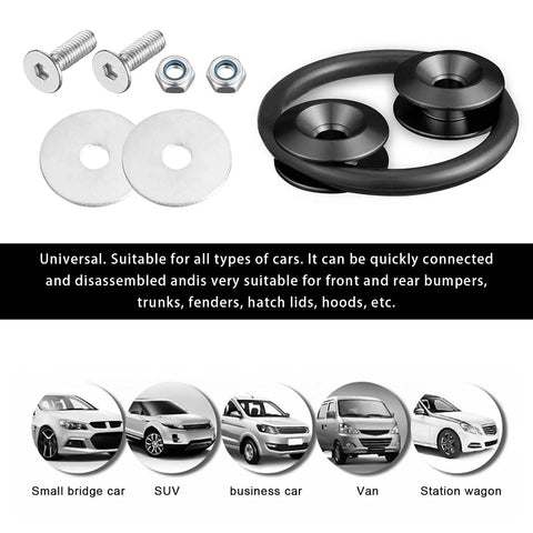 Universal Car Bumper Quick Release Kit with billet aluminum fasteners and O-ring seal for front and rear bumpers installation