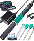 Portable Soldering Iron Pen Kit With 65W PD QC Type C Power, Rapid 5 Second Heat Up, Includes 3 Tips, Solder Wire, And Protective Cap
