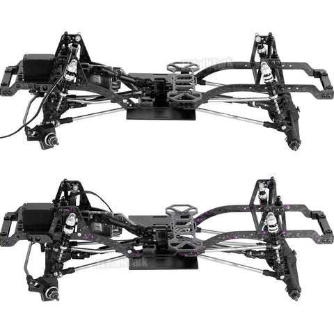 RC Carbon Fiber LCG Chassis Kit For 1/10 Scale Crawlers With Front Mounted Transmission Ultra Lightweight Multi Layer Carbon Fiber Frame Cab Body Mount Brace Compatible With SCX10 SCX10 II Capra 1.9 UTB And DIY Builds Colorful Finish