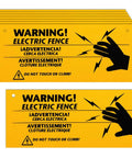 8 Pack Electric Fence Warning Signs 10 By 4 Inch Durable High Visibility Yellow And Black Signs For Farm Ranch Property Safety Warn Intruders Or Animals, stacked PP plastic signs with holes