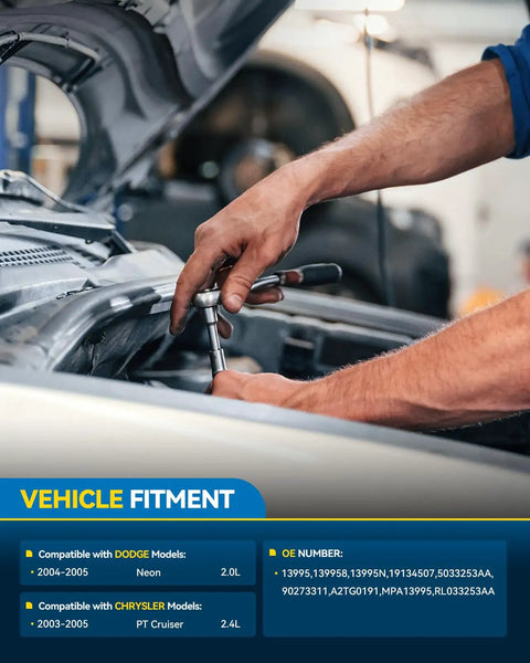 Person using socket wrench to install Built Tough Alternator Fits 2003 Through 2005 Chrysler Pt Cruiser 2.4L And Dodge Neon 2.0L.