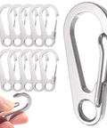 10 Pack 1.77 Inch Stainless Steel Clip Spring Snap Hooks EDC Mini Carabiners Quick Release For Outdoor Keychains Camping Fishing Hiking Travel Gear Heavy Duty 100lb Capacity