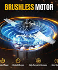 Brushless motor graphic for Cordless Lawn Mower Compatible With 20V Max Batteries Tool Only No Gas Easy Start Quiet Yard Work Lightweight And Maneuverable Requires 4.0Ah Or Higher Battery For Safe Peak Performance Fits 20V Max Battery Systems.