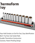 Three Eighth Inch Drive Metric Deep Socket Set 11 Piece 6 Point Sizes 8mm To 19mm Pro Grade Mirror Polished Chrome Vanadium Steel Vertical Knurling For A Beast Grip Includes Thermoform Tray in thermoform tray display