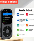 Dope 128GB Bluetooth 5.3 MP3 Player With Built-In Speaker showing settings options on screen and rotary buttons