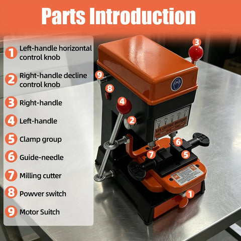 Beast Key Duplicator For Dimple Cylindrical Wave And Ball Keys With Drill And Cutter Portable Locksmith Copy Machine close-up with controls guide
