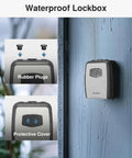 Large Key Lockbox With Hook Resettable Combination Waterproof Wall Mount Box With Shackle For Outdoor And Home Key Storage 1 Pack Gray Detachable Hook