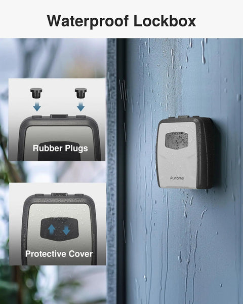 Large Key Lockbox With Hook Resettable Combination Waterproof Wall Mount Box With Shackle For Outdoor And Home Key Storage 1 Pack Gray Detachable Hook