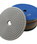 6 Inch Wet Diamond Polishing Pads 7 Step Set With Flexible Velcro Backing 3mm Thick Heavy Duty Pro Grade Discs for stone polishing
