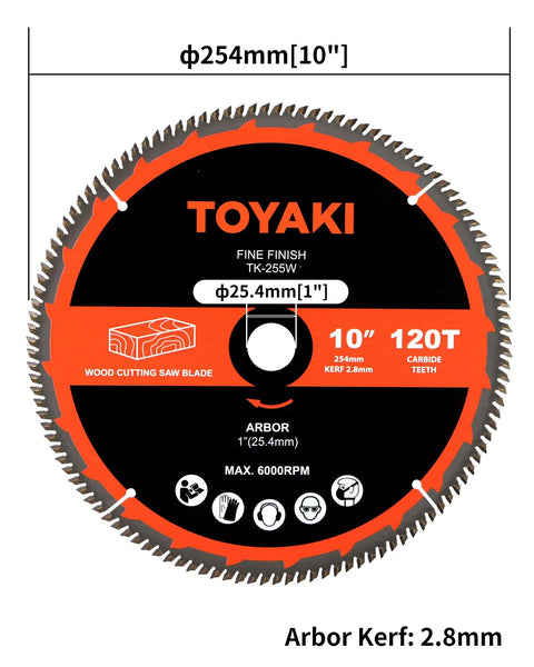 10 Inch 120-Tooth Miter Saw Blade With 1 Inch Arbor Pro Grade Ultra Fine Finish For Woodworking, Ideal For Miter Saws, Table Saws