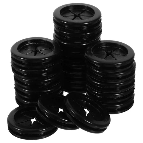 40 Piece Rubber Grommet Kit With Double Sided Hole Plugs For Dope Cable Management Black Wire Protection Durable Desk Grommets For Home Office PC Setup Sturdy Cable Routing Great For DIY Projects, stacked black rubber desk grommets