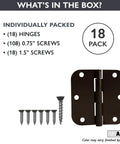 Oil Rubbed Bronze Door Hinges 18 Pack 3.5 by 3.5 inch interior hinges with five eighth inch radius corners antique style set