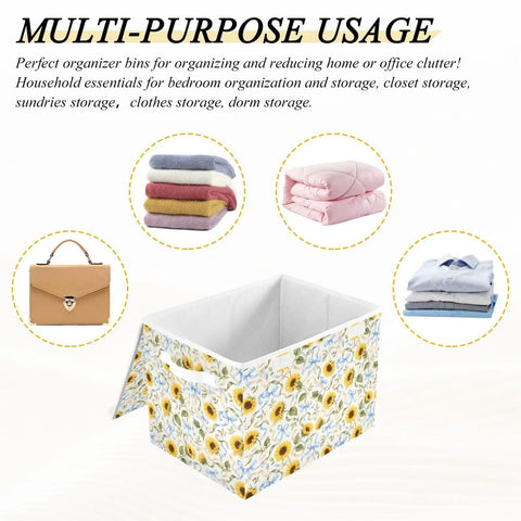 Kick Butt Foldable Storage Bin With Lid And Handles Built From Heavy Duty 300D Oxford Fabric for storing blankets and clothes.