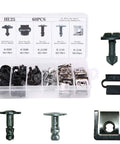 60 Piece Engine Undertray Clips Kit For Audi And VW, metal and plastic clips with nuts, bolts, and pins, organized in a box