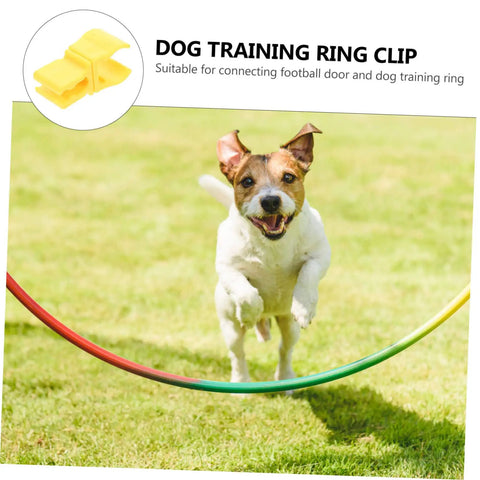 Dog jumping through training ring using All Weather Game Ready Football Goal Connector Clips Durable Fixing Clips for Dog Training Rings