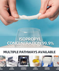 Person squeezing Grab-and-Go Multi-Purpose Nonwoven Cleaning Wipes 5.7 By 5.9 Inches over glass, showing isopropyl concentration.