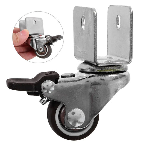 Rugged Swivel Furniture Casters With Gliding Silent Rollers And Tough Round Plates Built For Cabinets Drawers And Office Gear On Hardwood Floors Featuring Quick Fit Brake Clamps For Any Space, featuring a close-up of steel wheel.
