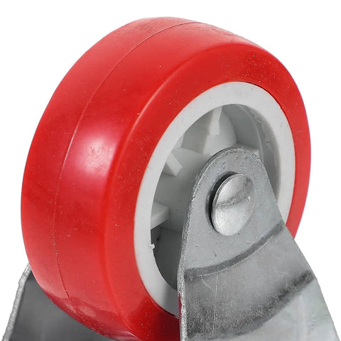 Close-up of a two inch rigid rubber caster with steel mounting plate from the Six Pack Of Two Inch Rigid Rubber Casters With Steel Mounting Plate Heavy Duty Silent Rolling Wheels For Furniture Cart Workbench Smooth No Sweat Installation Process.