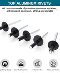 200Pcs Black Pop Rivets Kit With Case - Large Flange Aluminum Blind Rivets Set, different sizes shown, anti-corrosion material
