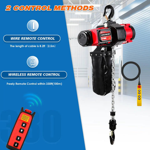 2 Speed Electric Chain Hoist 2200lb With Pendant And Remote, Brushless Motor, Overhead Crane Lift, 110V, G80 Chain