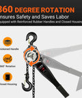 KOERZORE manual lever chain hoist, 3 Ton capacity, 10 ft lift, galvanized carbon steel with closed housing and hooks