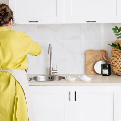 Kitchen with white cabinets featuring oil rubbed bronze curved cabinet handles arch drawer pulls for kitchen 3 inch hole center