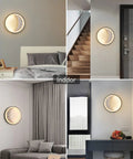 Moonlit Outdoor Wall Light 15.8 Inch Round Modern LED Exterior Waterproof Sconce in living room and hallway settings