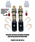 Dual Seal Cartridge Replacement Kit For Moen 1225 Single Handle Faucets And Showers 2 Pack With Brass Internal Shaft Installation Kit