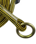 Five Eighth Inch Prusik Pro Grade Arborist Friction Saver with Steel Rings, close-up of rope and steel ring