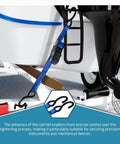 Heavy Duty 1 Inch By 4 Foot Boat Trailer Tie Down Straps With Ratchet Buckle on boat trailer, quick release hooks visible