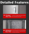 Beefy Outdoor Metal Junction Box For Industrial Control And Factory Use Wall Mounted Weatherproof Electrical Enclosure Stainless Steel 20x24x10 In 2mm Thick Dust And Rain Resistant, close-up of premium door lock and galvanized base plate
