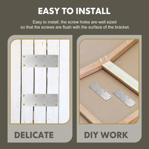 4 Pack Stainless Steel Mending Bracket Plates For Furniture Repair And Wood Joints Flat Angle Corner Braces With Countersunk Screw Holes