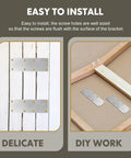 4 Pack Stainless Steel Mending Bracket Plates for Furniture Joints and Shelf Support shown on wooden surfaces