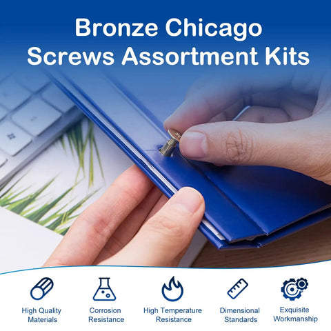 Hands inserting a Bronze Chicago Screw from the Badass Bronze Chicago Screws And Leather Rivets Fastener Kit.