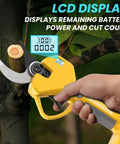 Cordless Brushless Electric Pruning Shears With 2.6 Inch Opening and Dual 2Ah Battery Pack trimming tree branches