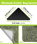Illustration of triangle 12 Pack Non Slip Rug Grippers For Hardwood Floors Tile Concrete And Marble with before and after use images