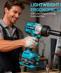 Half Inch Cordless Impact Wrench With 900 Ft Lbs Torque, 1200 Nm Brushless Motor, 2300 RPM, LED Light, Two 4Ah Batteries, Four Sockets, Variable Speed Power Tool For Car Lug Nut Removal And Tire Jobs, with ergonomic grip
