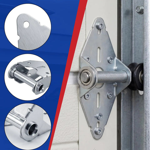 24 Piece Heavy Duty Garage Door Hinges Set Designed For Residential And Light Commercial Gates, 14 Gauge Galvanized Steel Hardware With Easy Install, No 1 Replacement Hinges, Durable Corrosion Resistant, installed garage door hinge close-up