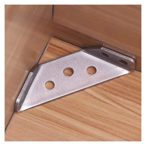 Beefy Heavy Duty Stainless Steel Angle Brackets 4 Pack For Shelves And Wall Mounts Scratch Resistant Anti Break Anti Wear in corner view
