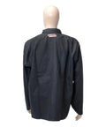 Back view of Black Flame-Resistant 9 Oz Cotton Welding Jacket, Large Size, breathable comfort, designed for spatter and heat protection.