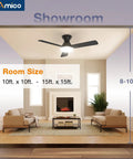 Room with 2 Pack 42 Inch Ceiling Fans With Lights Low Profile Flush Mount Remote Control Dimmable Reversible 3CCT