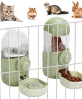 Game Changer Hanging Auto Feeder And Gravity Water Dispenser Combo For Bunnies And Ferrets Dang Handy small animal feeder mounted on cage bars