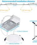 Diagram of Four Inch Smart Recessed Lighting Kit with J Box, showing dimensions and installation distance recommendations.