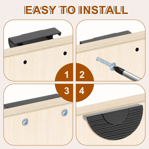 Installation steps for Half Moon Cabinet Pulls Set Of 2 In Black Zinc Alloy Semicircle Drawer Handles with 2.52 Inch Center Hole