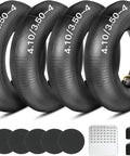 4 Pack 4.10/3.50-4 Inner Tubes With TR87 Bent Valve Stem 10 Inch Heavy Duty Replacement for lawn mowers, go karts, and more